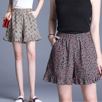 Quần short voan hoa nữ váy hè 2019 mới eo cao rộng mỏng chân rộng giản dị xù hakama - Quần short quần short lửng nữ