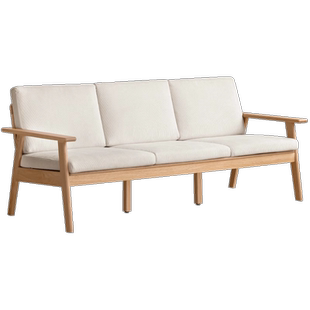 源氏木语百伦沙实木沙发日式小户型三人位客厅冬夏两用布艺沙发