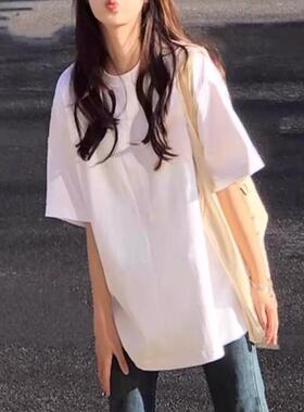 盐系小白体夏季2025新款休闲简约白色短袖t恤女宽松oversize上衣