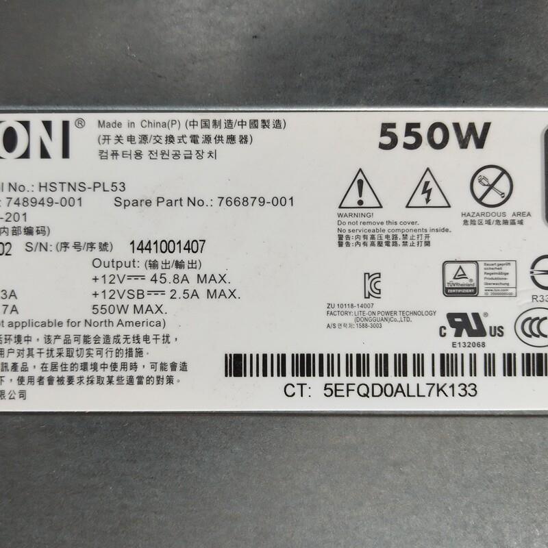 原装拆机 HP DL180 Gen9 HP HSTNS-PL53 550w银牌 电源748949-001
