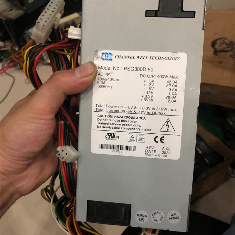 CWT 1U工控机电源 PSG380D-80 带-5V和-12V 工业电源 PSG380D