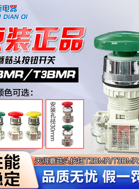正品天得tend蘑菇头按钮开关T2BMRG-1C 22厘红绿30mm大头启动停止