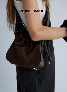 LE AMO｜原创“LUCKY”麂皮绒真皮磨砂拼高级感迷你小抽绳包