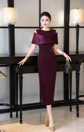 俏佳人高定轻奢重工钉珠优雅气质小个子喜妈妈喜婆婆直筒礼服长裙