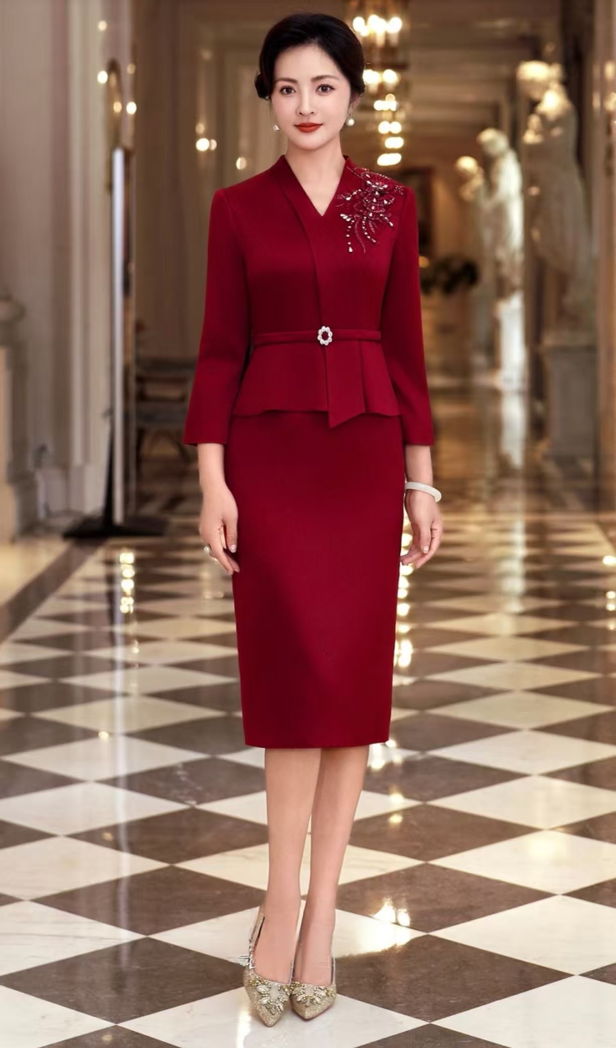 喜婆婆婚宴装高档大牌轻奢年轻款新娘妈妈礼服高贵端庄平时可穿