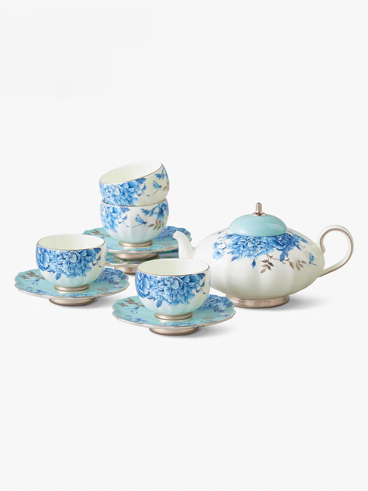 [精品下单立减] 铂金青花10头4人位茶具套装 正品保障
