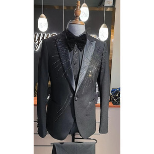 春晚同款艺考礼服声乐毕业西服男士修身正装演出服春晚主持人西装