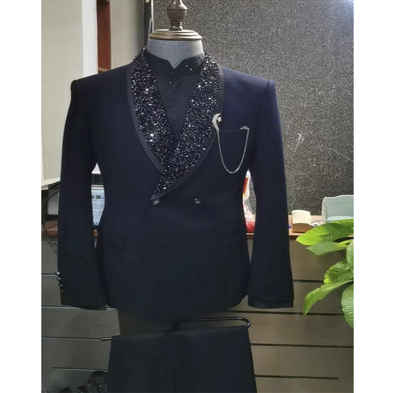 艺考男士西服套装主持人舞台演出服修身高档晚宴年会春晚西装礼服