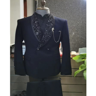 艺考男士西服套装主持人舞台演出服修身高档晚宴年会春晚西装礼服