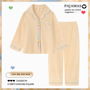 可外穿家居服套装 甜美格子纯棉睡衣女春秋款 长裤 长袖 冬天 2025新款