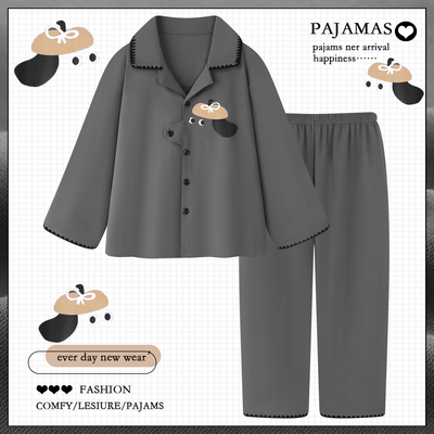 2025新款卡通纯棉睡衣男款春秋长袖可外穿男士宽松家居服套装冬天