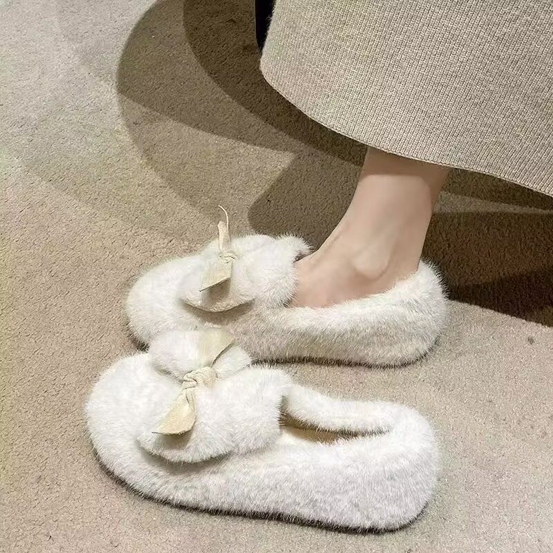 2025秋冬季新款毛毛鞋子女一脚蹬晚晚毛绒外穿加绒豆豆鞋孕妇平底,女鞋,乐福鞋（豆豆鞋）,淘宝优惠券,粉丝福利购,淘宝优惠卷