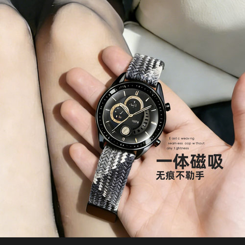 适用Garmin佳明255/265/245/165m/570/965/970彩虹编织磁吸手表带