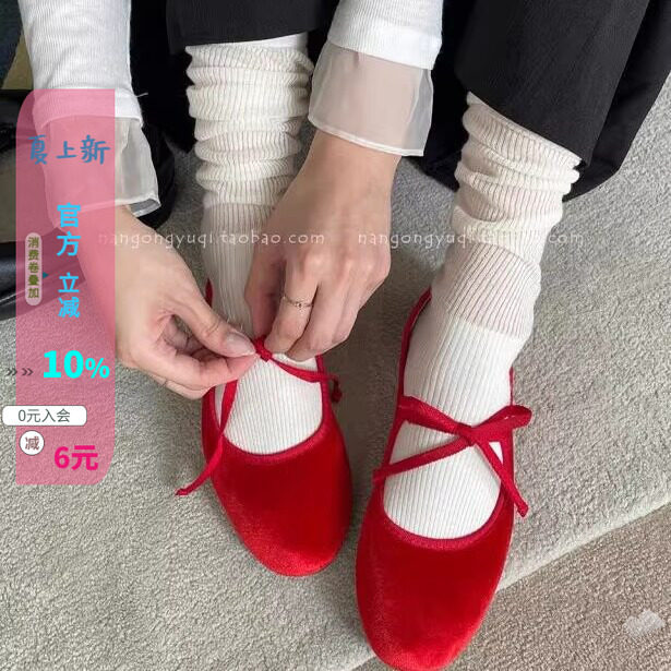 软底平底小红鞋玛丽珍布鞋