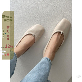 飘鞋 现韩国东大门女鞋 2023春chic软面舒适圆头浅口平底奶白小单鞋