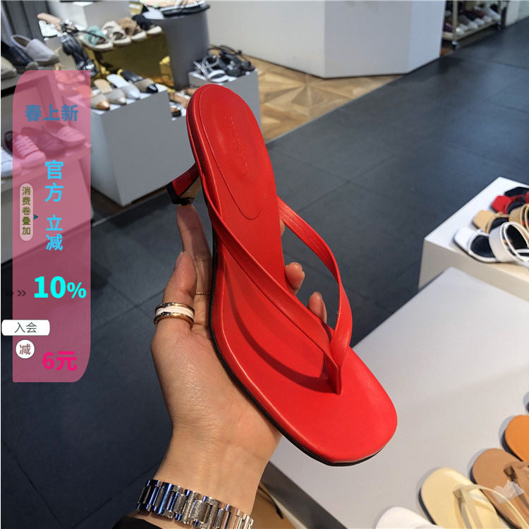 2020夏新款韩国东大门女鞋韩版气质简约夹趾小跟人字拖鞋高跟凉鞋