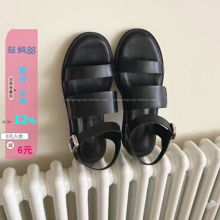 纯色软面舒适轻便露趾凉鞋