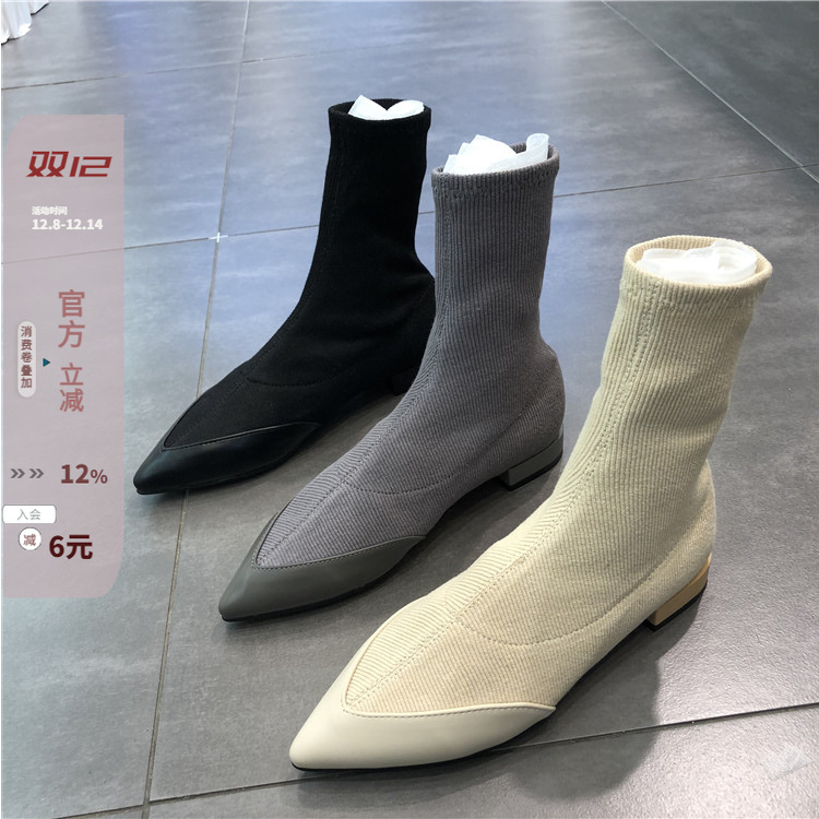 套筒袜靴低跟女鞋东大门