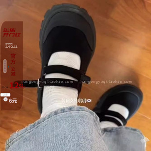 现 韩国东大门代购2025春夏新款魔术贴厚底轻便防滑玛丽珍厚底鞋