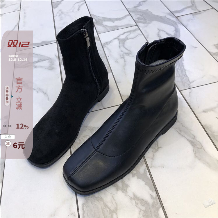 东大门韩版时尚休闲中缝线短靴