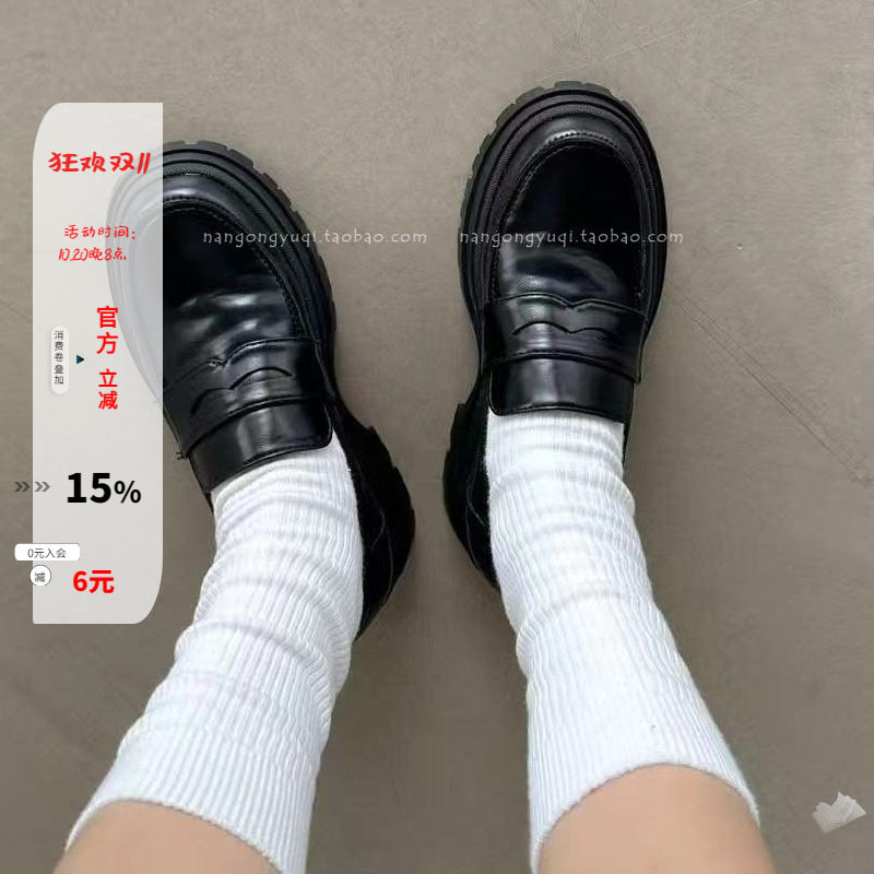 防滑低帮白色乐福鞋皮鞋