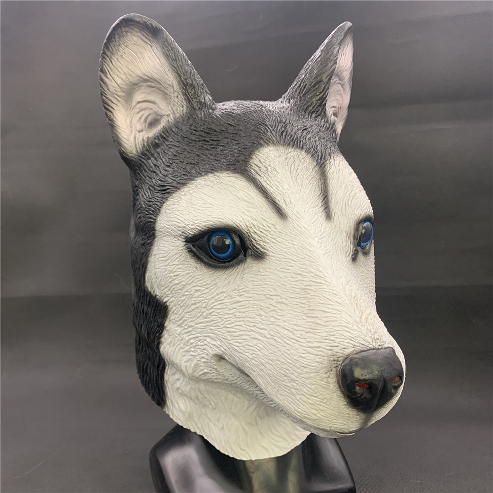 新哈士奇面具狗头二哈动物头套牧羊犬狼狗面具阿拉斯加犬脸谱面罩