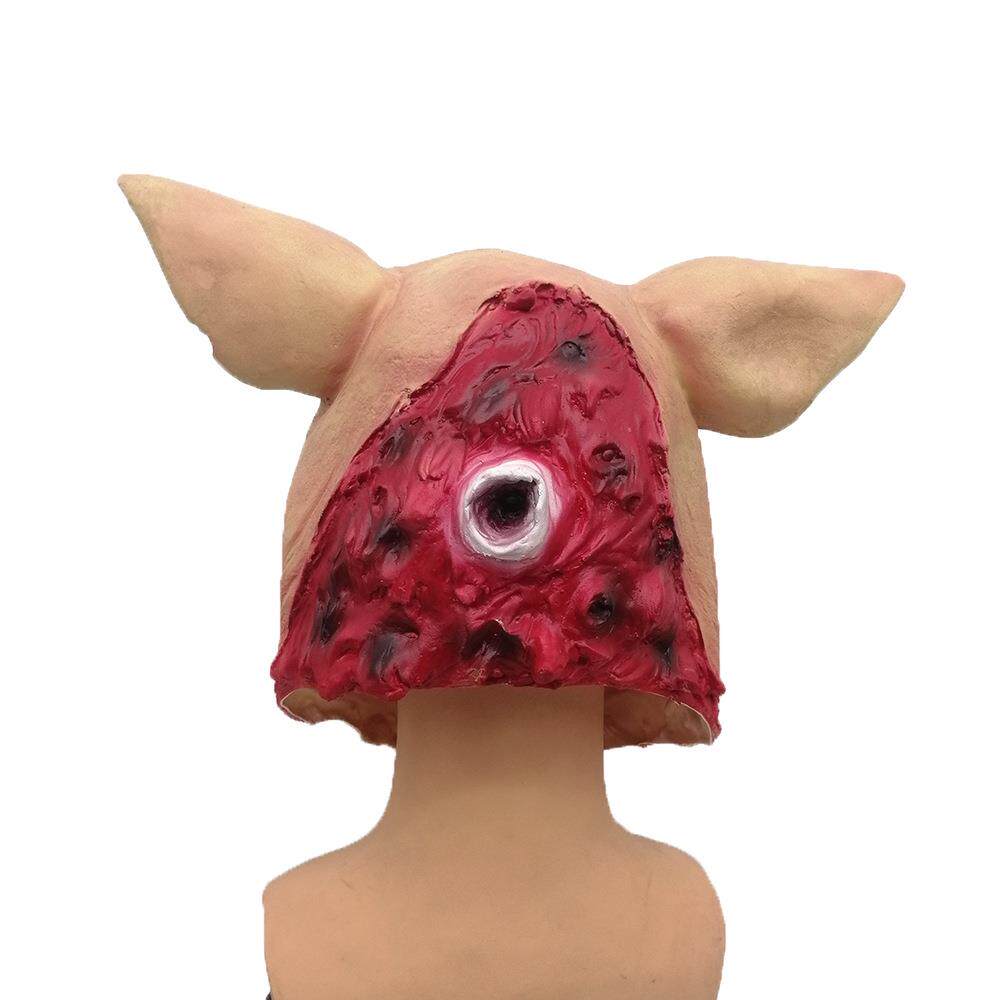 万圣节恐怖猪头面具电锯惊魂猪头乳胶动物头套乳胶面具