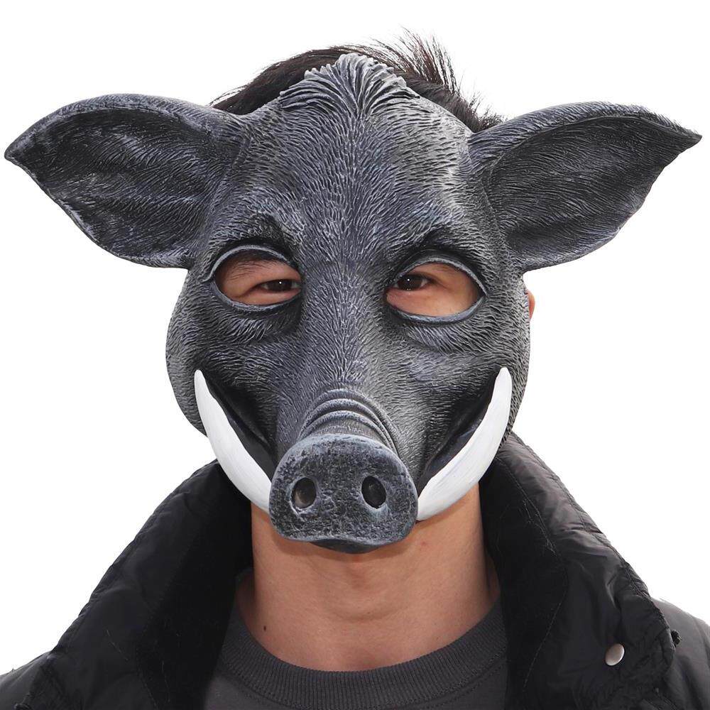 万圣节野猪面具猪半脸面具成人舞台表演动物头套搞怪猪面具