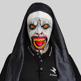 惊声尖叫血口修女头套化妆舞会恐怖鬼脸面具万圣节日派对恶搞道具