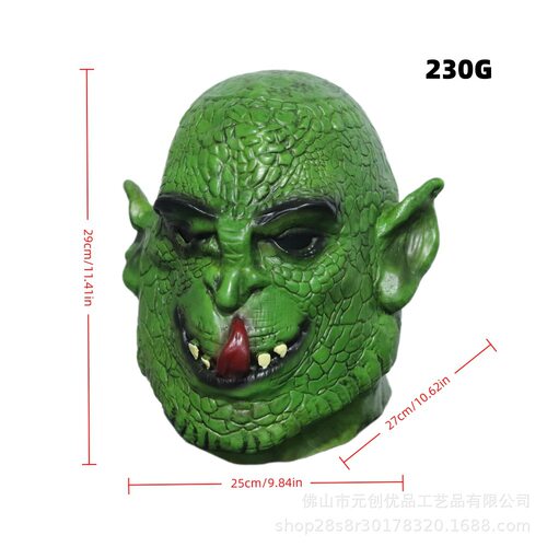 万圣节惊悚绿兽人面具搞怪恐怖怪物恶魔头套密室派对COS服装道具