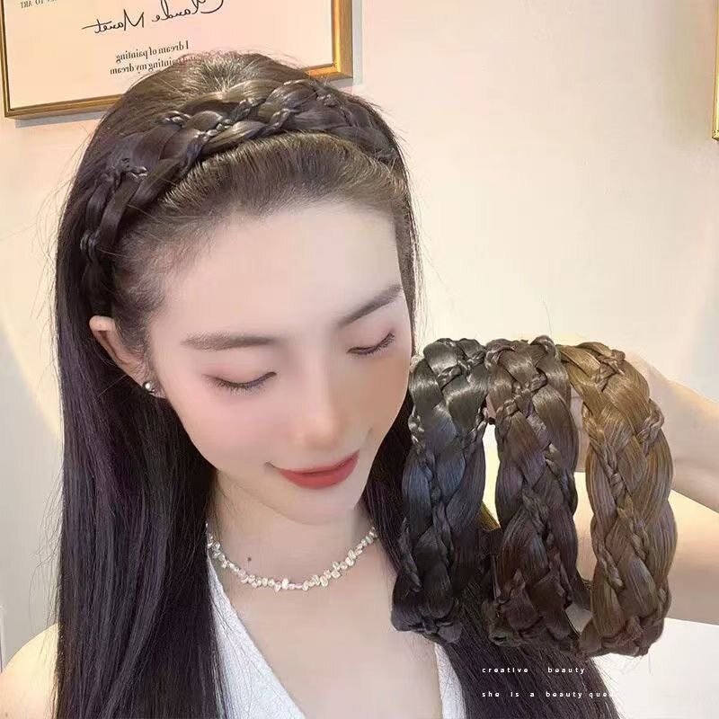 网红气质新款假发麻花辫子发箍女头箍压发卡发头饰发旅遮白发