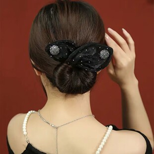 轻奢发饰丸子头盘发器懒人头饰发圈花苞头盘发布艺扭扭夹