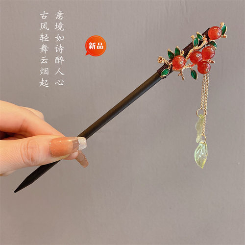 宫廷风流苏发钗复古古装汉服旗袍发饰女新年红色喜庆中式发簪