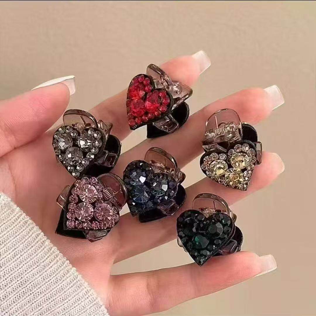 简约气质爱心水钻满钻迷你小号发抓侧边刘海抓夹碎发夹对夹