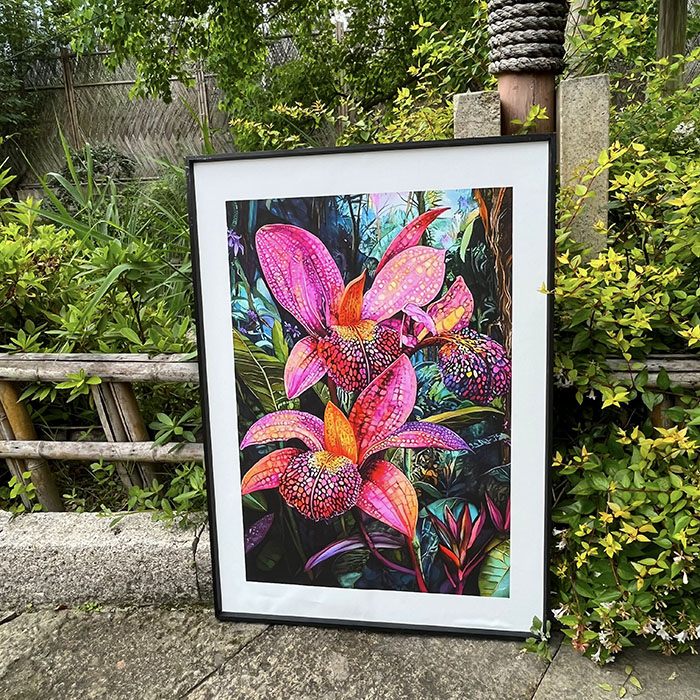 ins风轻奢现代花卉兰花山茶花水彩客厅书房玄关沙发背景墙装饰画图片
