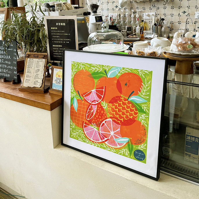 ins风水果花鸟客厅书房餐厅玄关轻奢小清新沙发背景墙装饰画摆台