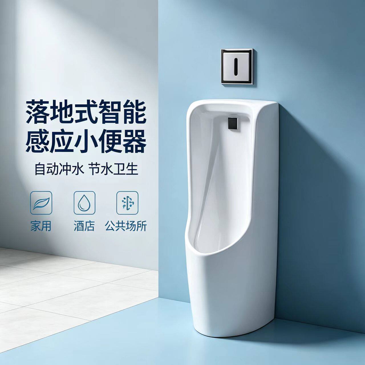 落地立式自动冲水小便器小便斗