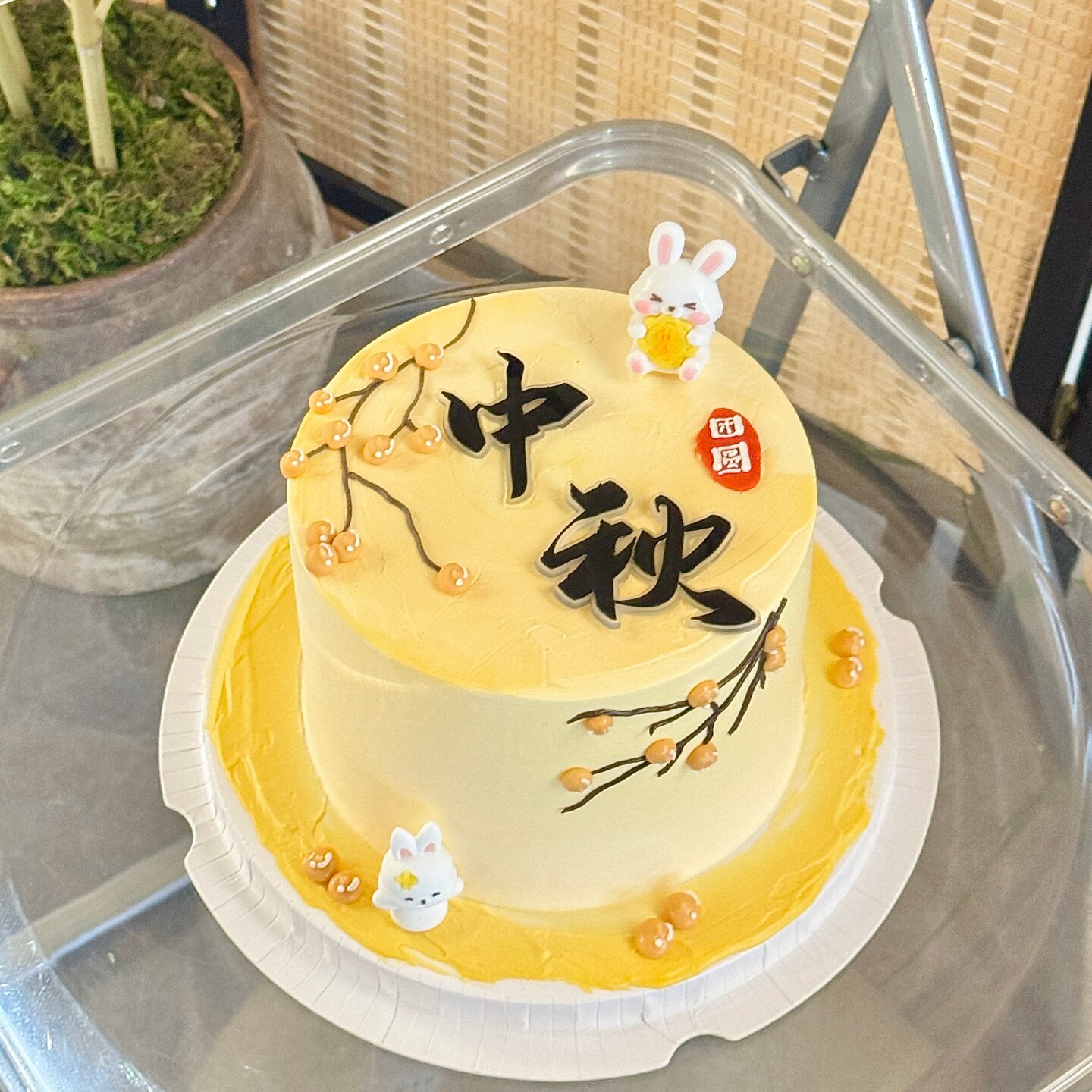 2026中秋节月饼小兔子蛋糕装饰摆件软胶中秋节日快乐烘焙甜品插件