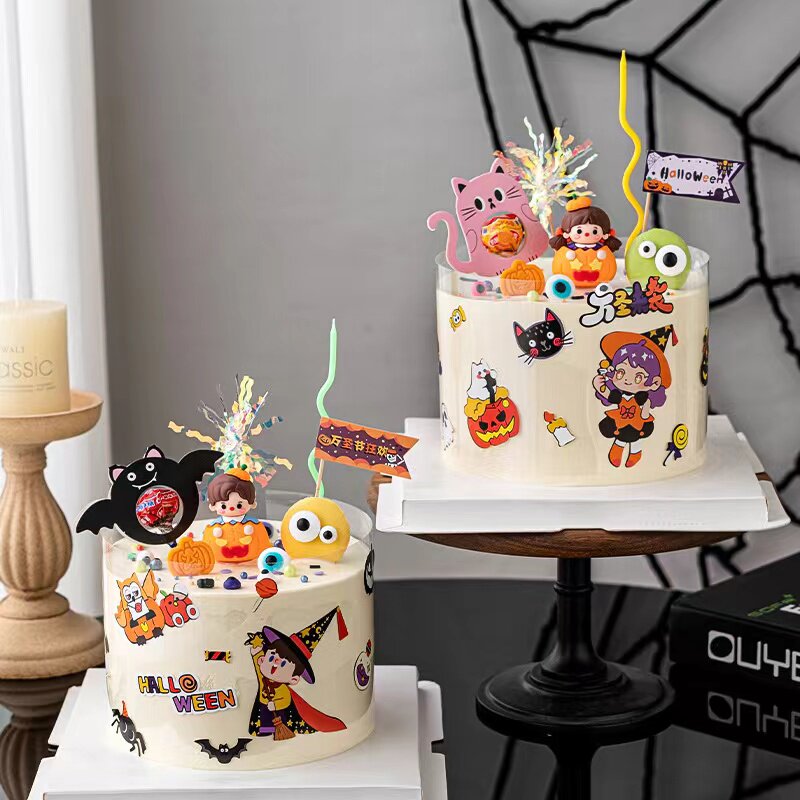 2026万圣节蛋糕装饰品摆件南瓜男孩女孩棒棒糖Halloween搞怪插件