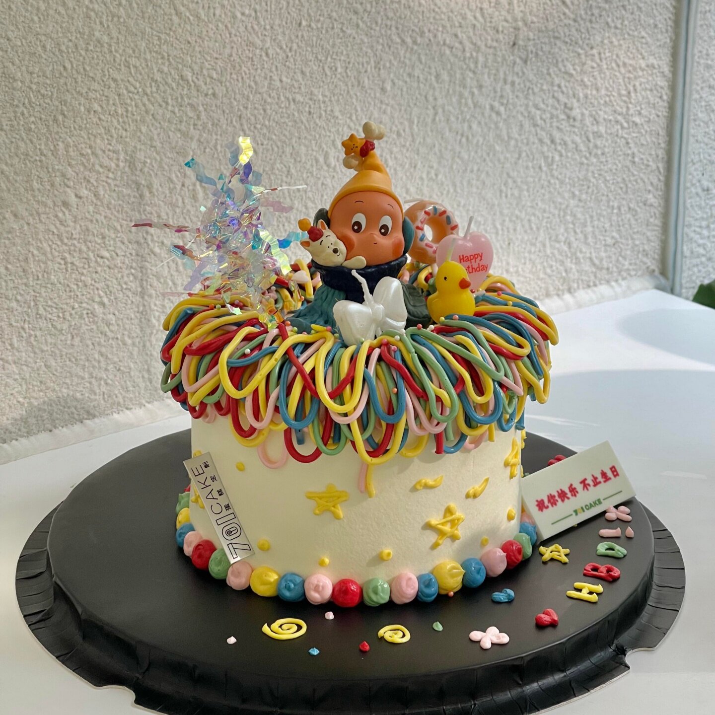 网红卡通星空人蛋糕装饰摆件蝴蝶结蜡烛雨丝儿童生日烘焙装扮插件