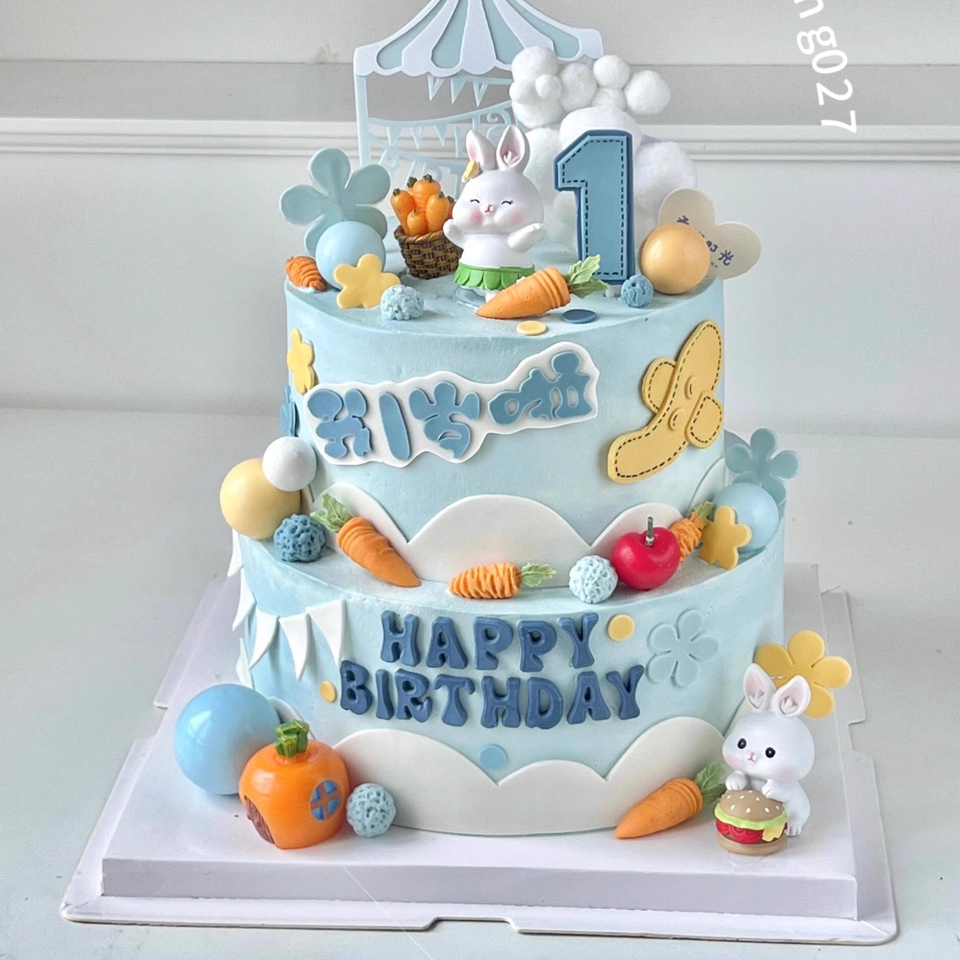 兔宝宝生日蛋糕装饰摆件