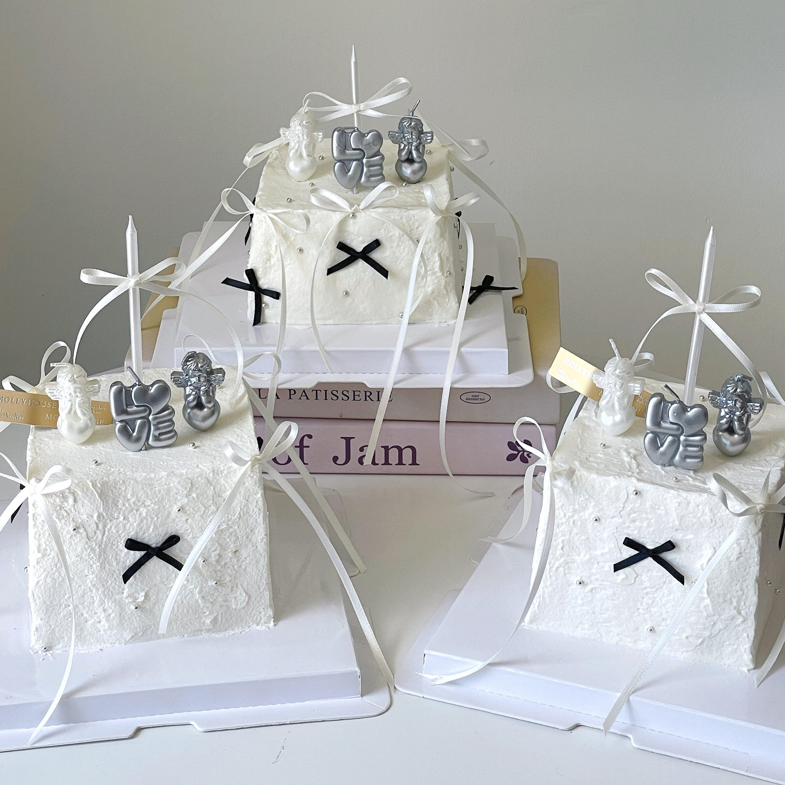 网红韩系银色丘比特小天使蜡烛蛋糕装饰插件love爱心蜡烛甜品装扮