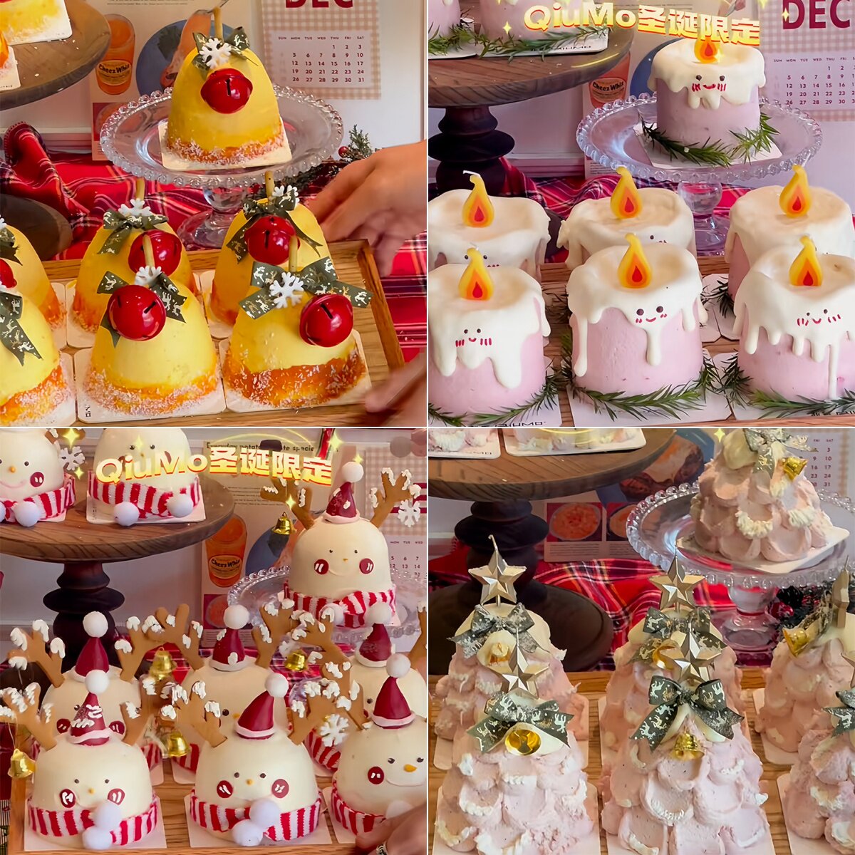 圣诞节快乐烘焙蛋糕装饰摆件ins围巾麋鹿铃铛蜡烛圣诞树饼干插件