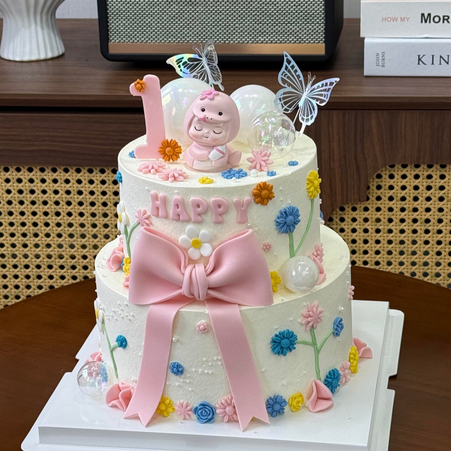 网红可爱蛇宝宝周岁蛋糕装饰男孩女孩一周岁礼生日生肖蛇烘焙装扮