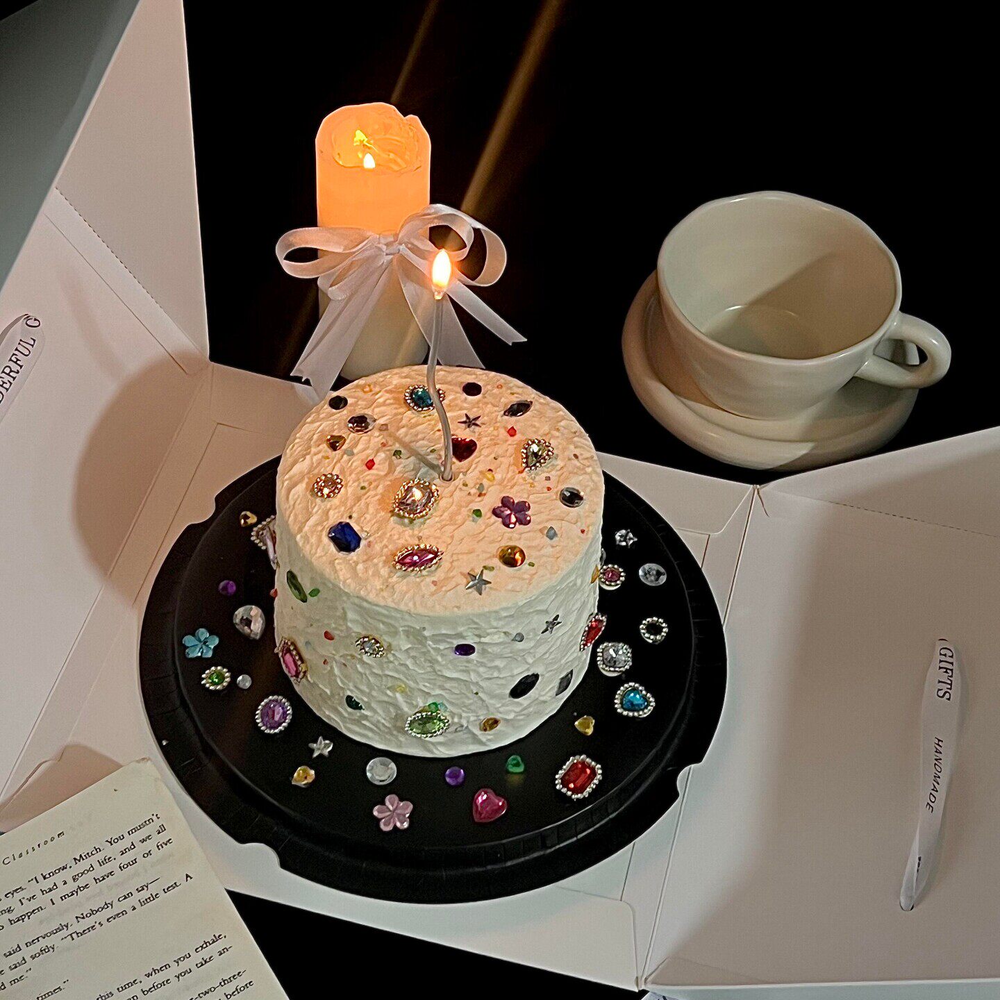 唯美水晶宝石蛋糕装饰混合钻石点缀女生女神生日甜品烘焙装扮配件