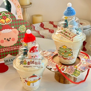 2026网红圣诞节快乐蛋糕装饰插旗甜筒包装盒圣诞老人雪人烘焙摆件