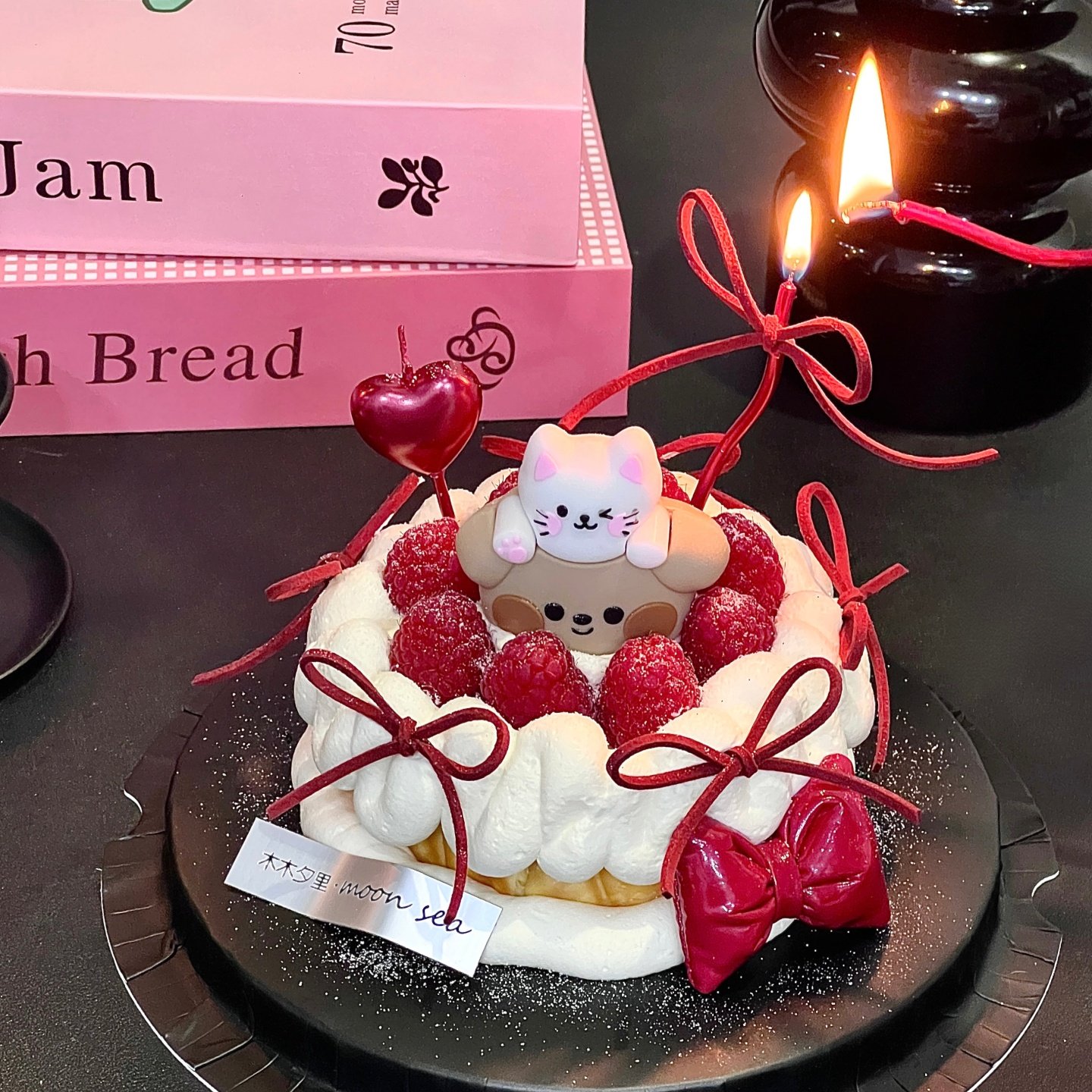 网红七夕情人节小熊叠叠乐蛋糕装饰摆件pu蝴蝶结情侣表白烘焙装扮