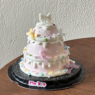 2026网红氛围感圣诞节蛋糕装饰插件彩色蝴蝶结五角星蜡烛烘焙装扮