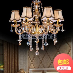 蜡烛金黄色玻璃客厅水晶吊灯