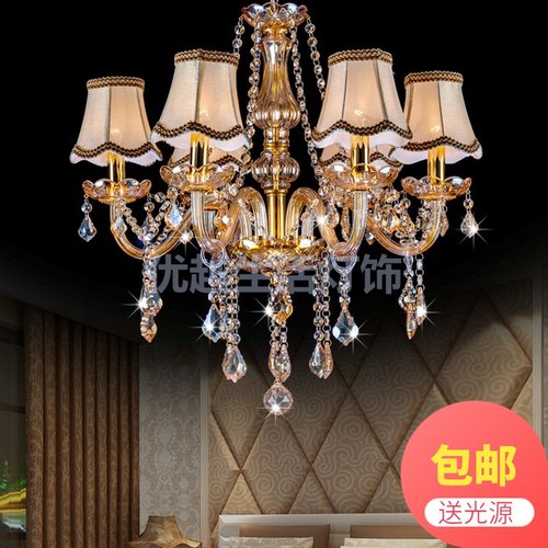 蜡烛金黄色玻璃客厅水晶吊灯